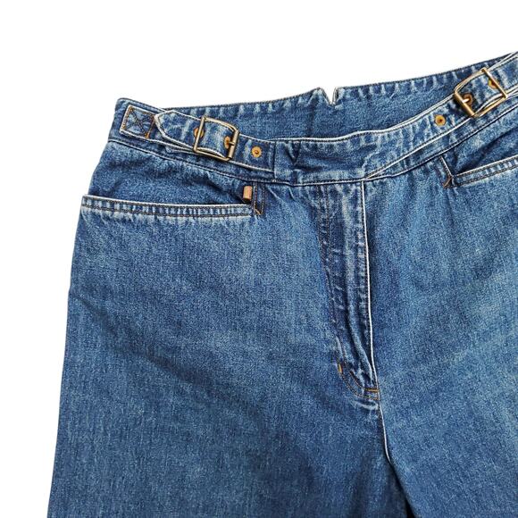 Vintage Ralph Lauren Jeans Co Blue Jeans Straight Leg Attached Belt Detail Sz 8 - Picture 4 of 9